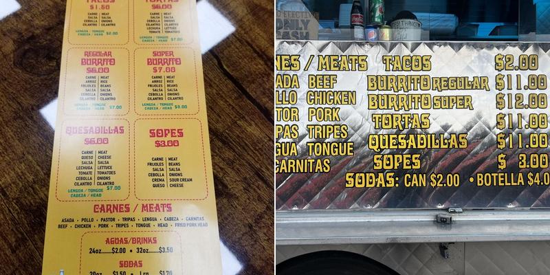 Tacos El Grullito J&J Menu