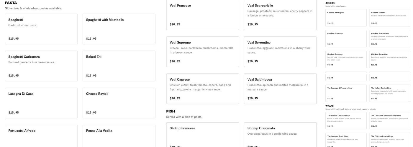 Corrados Pizzeria & Gelateria Menu