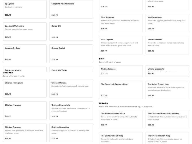 Corrados Pizzeria & Gelateria Menu