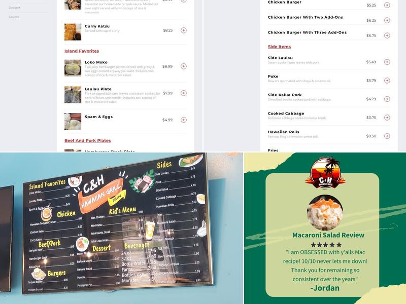 C & H Hawaiian Grill Menu