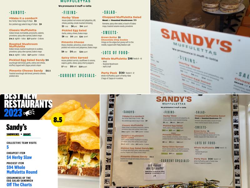 Sandy's Menu