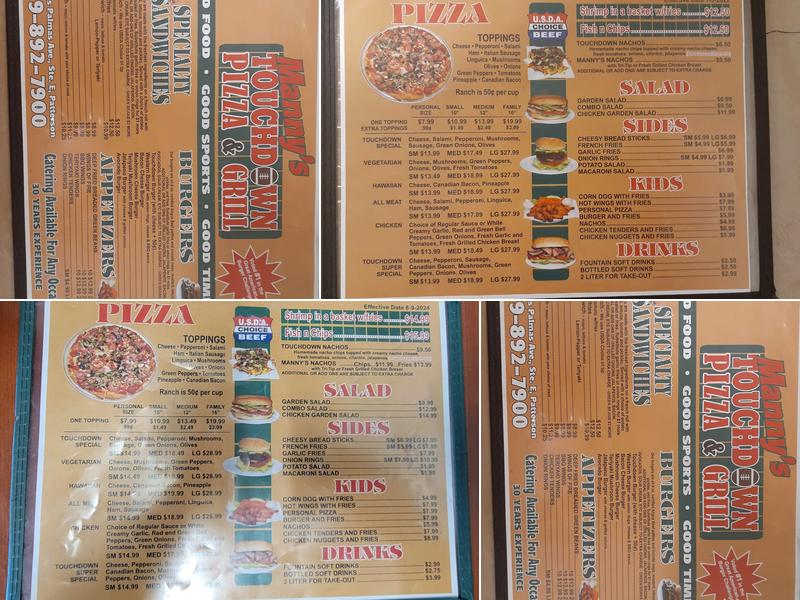 Manny’s Touchdown Menu