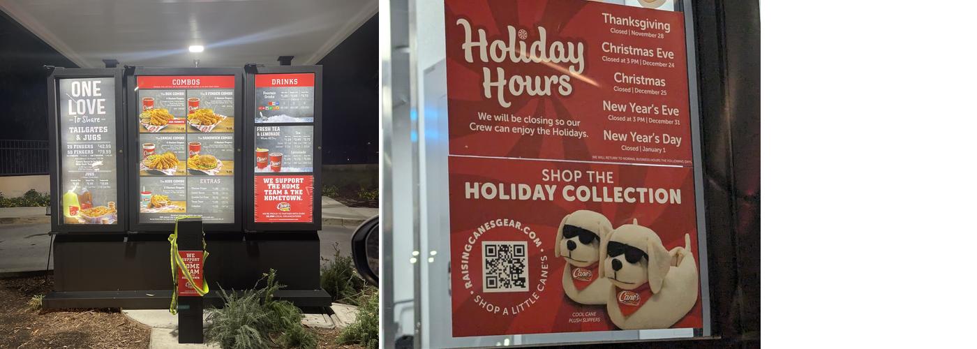 Raising Cane's Chicken Fingers Menu