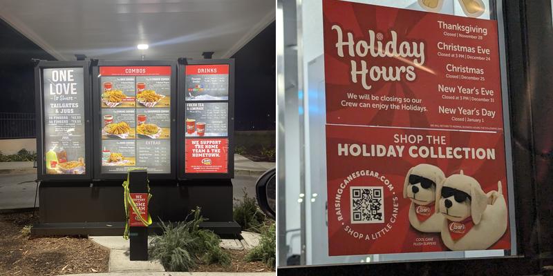 Raising Cane's Chicken Fingers Menu