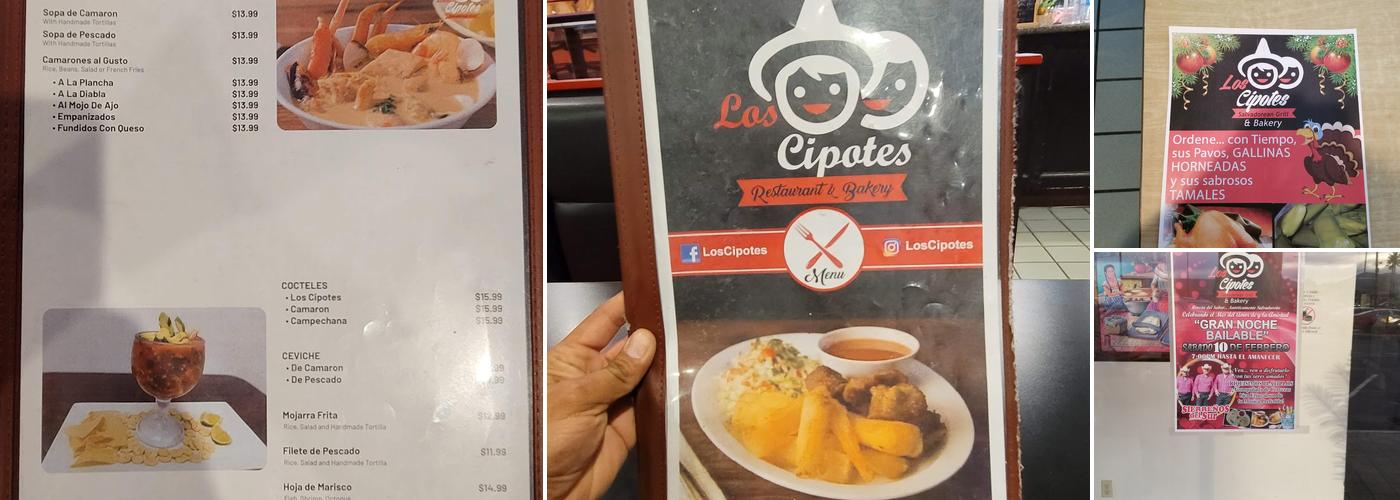 Los Cipotes Salvadorean grill y bakery Menu