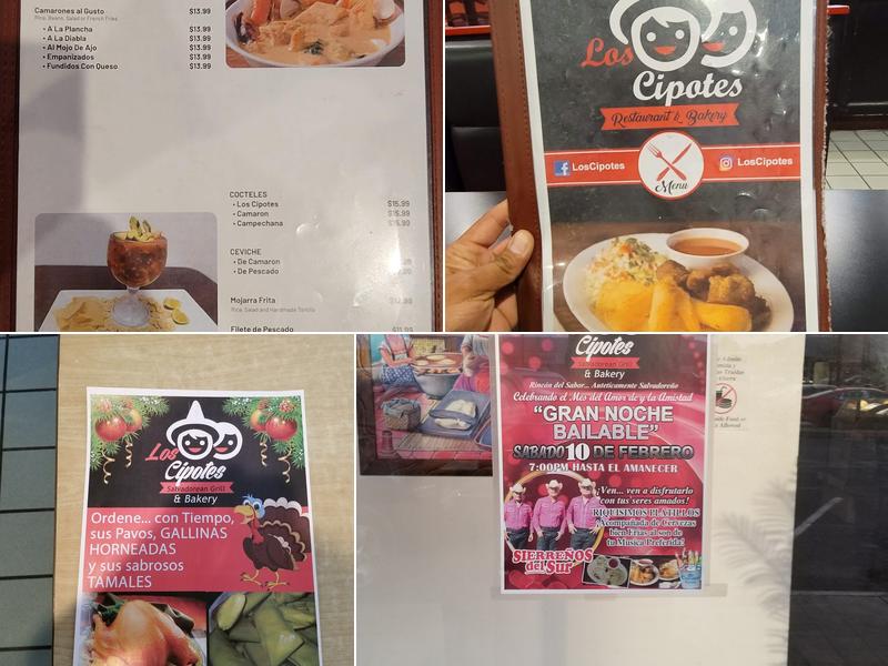 Los Cipotes Salvadorean grill y bakery Menu