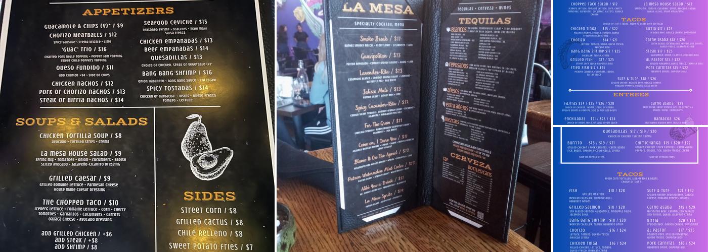 La Mesa Menu