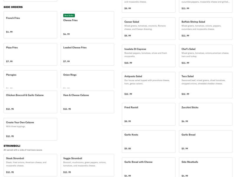 Amore Pizzería Menu