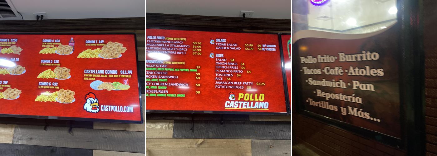 Pollo Castellano Menu