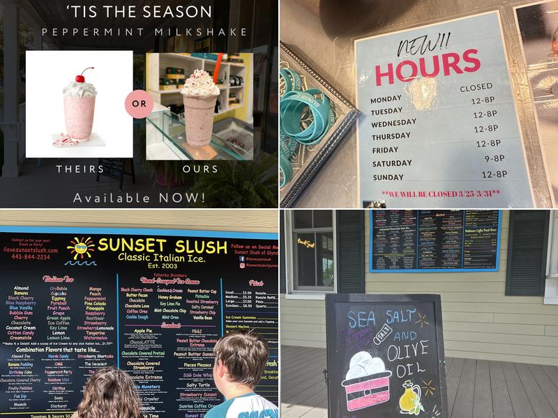 Sunset Slush of Glyndon Menu