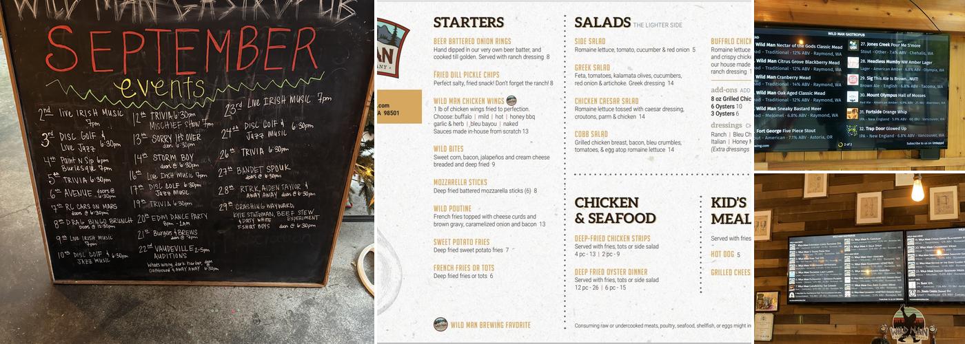 Wild Man Brewing Gastropub Menu