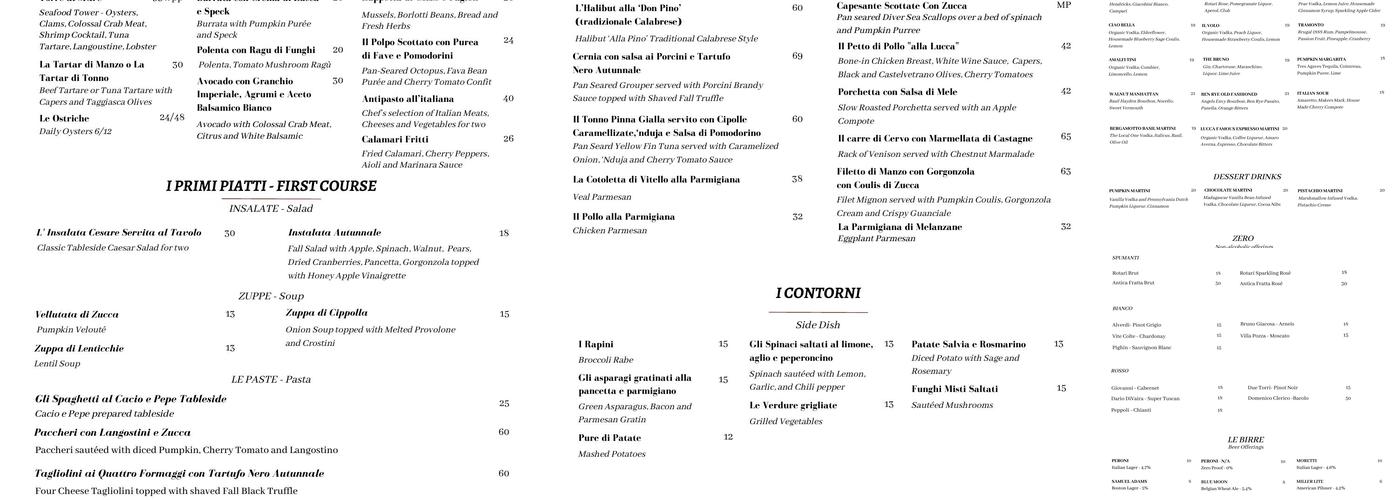 Ristorante LUCCA & Piano Lounge Menu