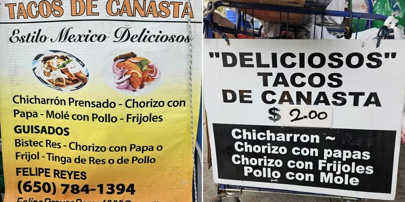 Deliciosos Tacos de Canasta Menu