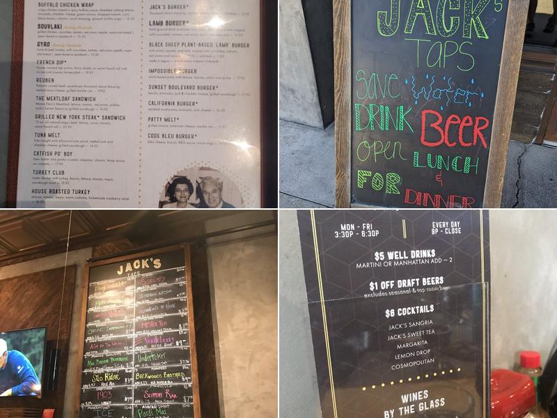 Jack's Taps Menu