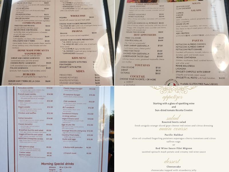 El Camaron Italiano Menu