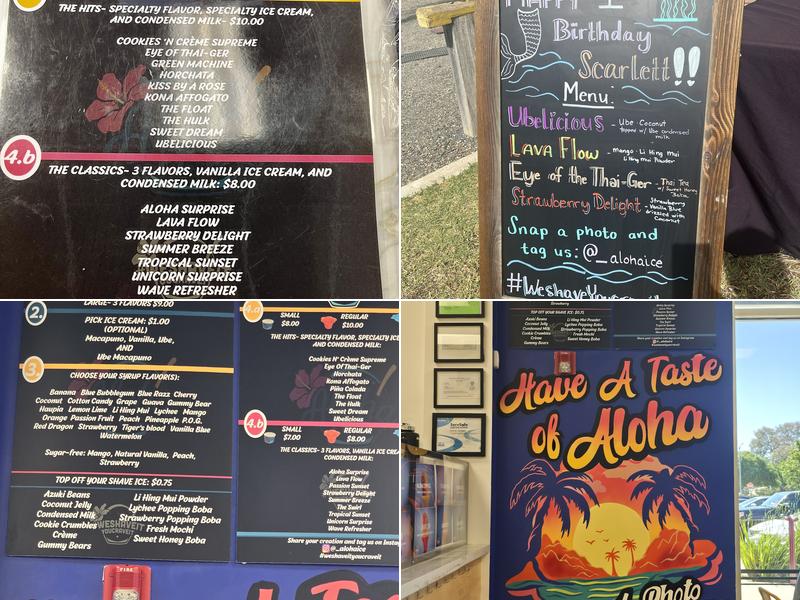Aloha Ice Menu