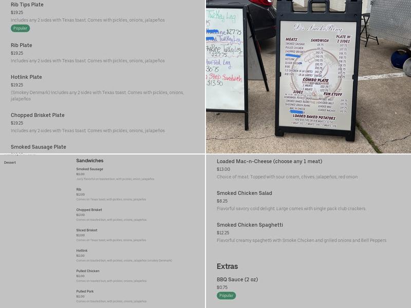 D's Smokering LLC BBQ Menu