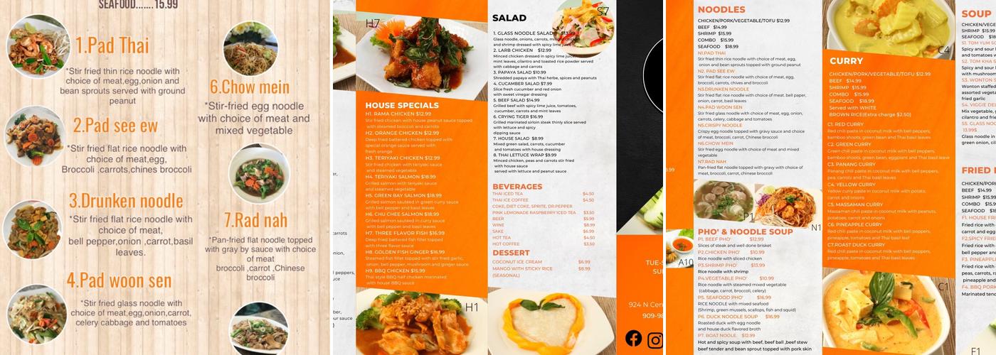 Thai Ivory Cuisine Upland Menu