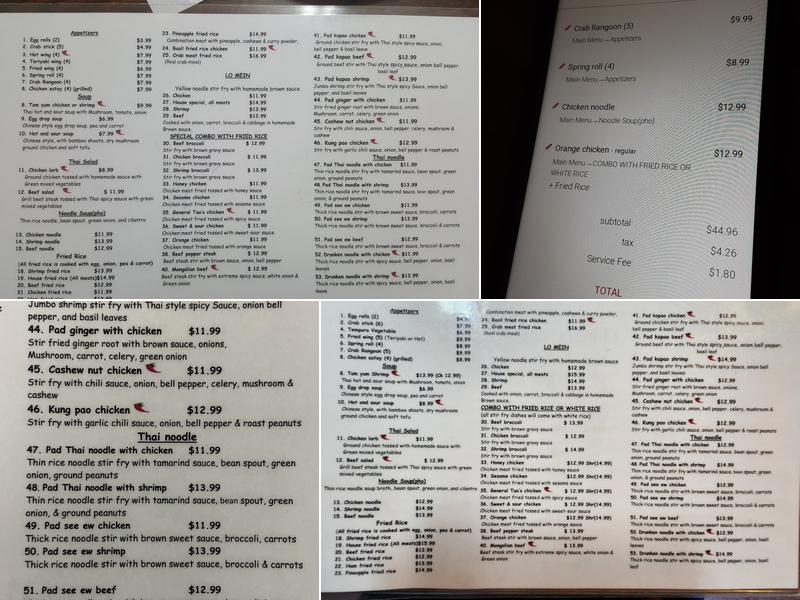 Chinese & Thai Restaurant Menu