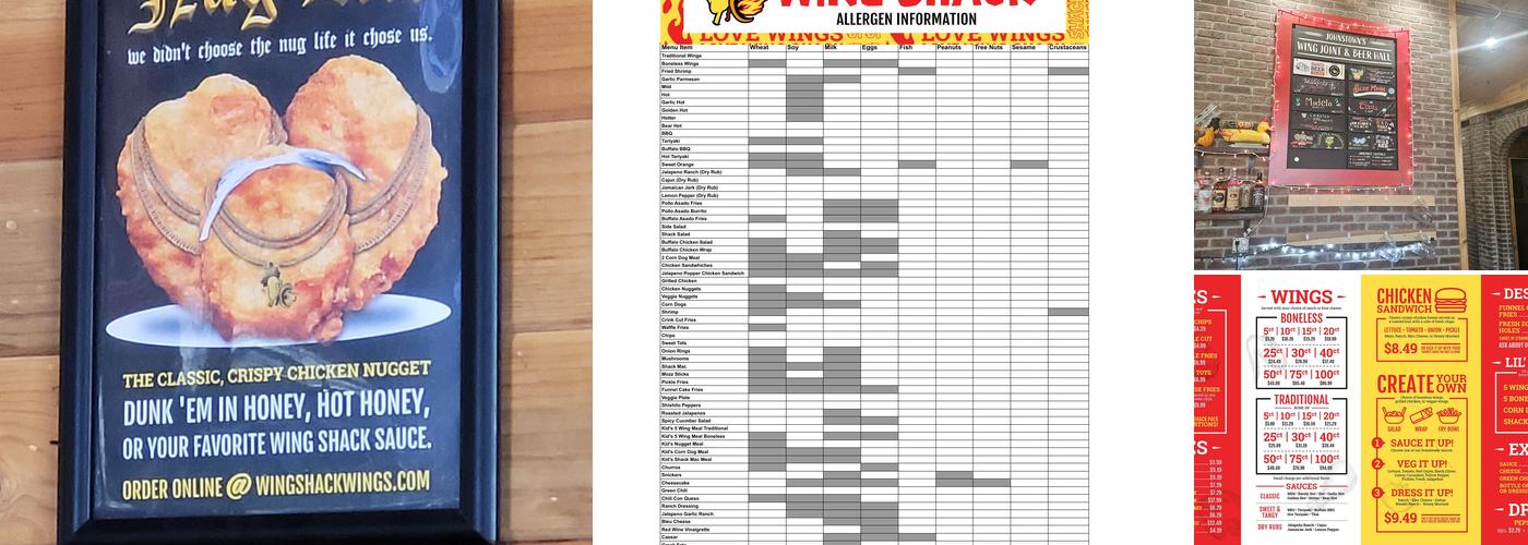 Wing Shack Johnstown Menu