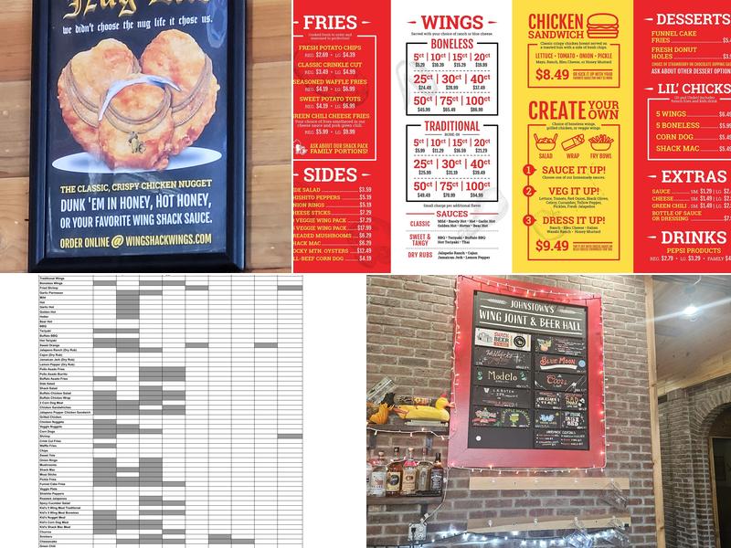 Wing Shack Johnstown Menu