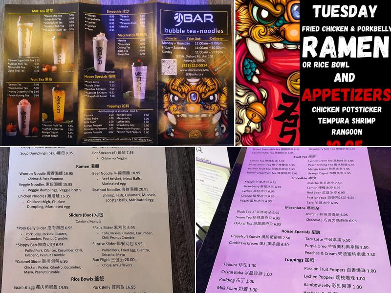 9 Bar Menu