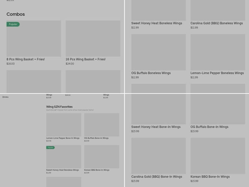 Wing SZN - Bayview Menu