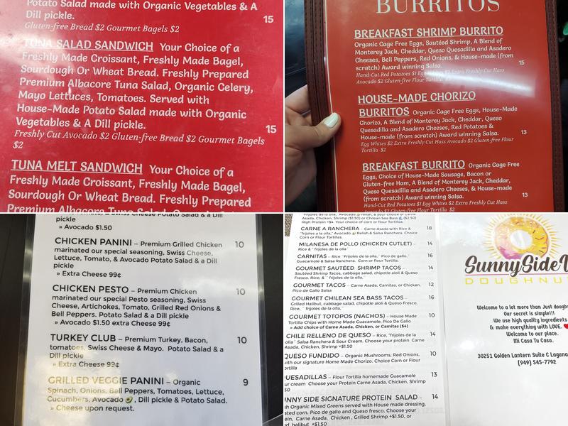 Sunny Side Up Doughnuts Menu