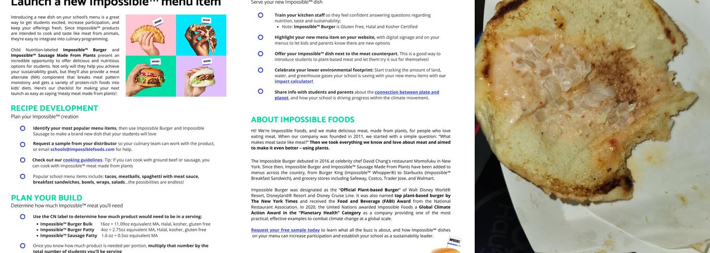 The Impossible Shop Menu