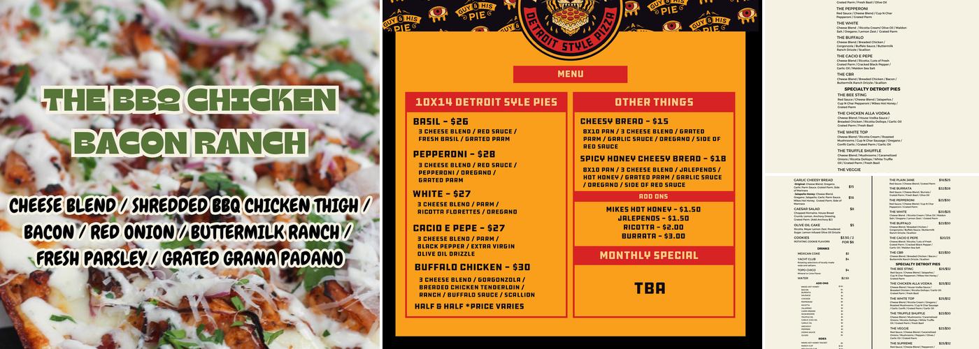 A Guy & His Pie Menu