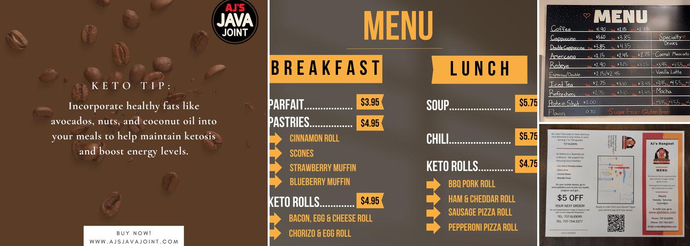 AJ's Java Joint Menu