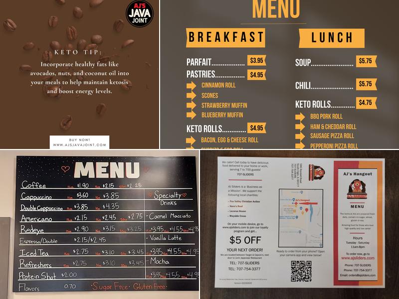 AJ's Java Joint Menu