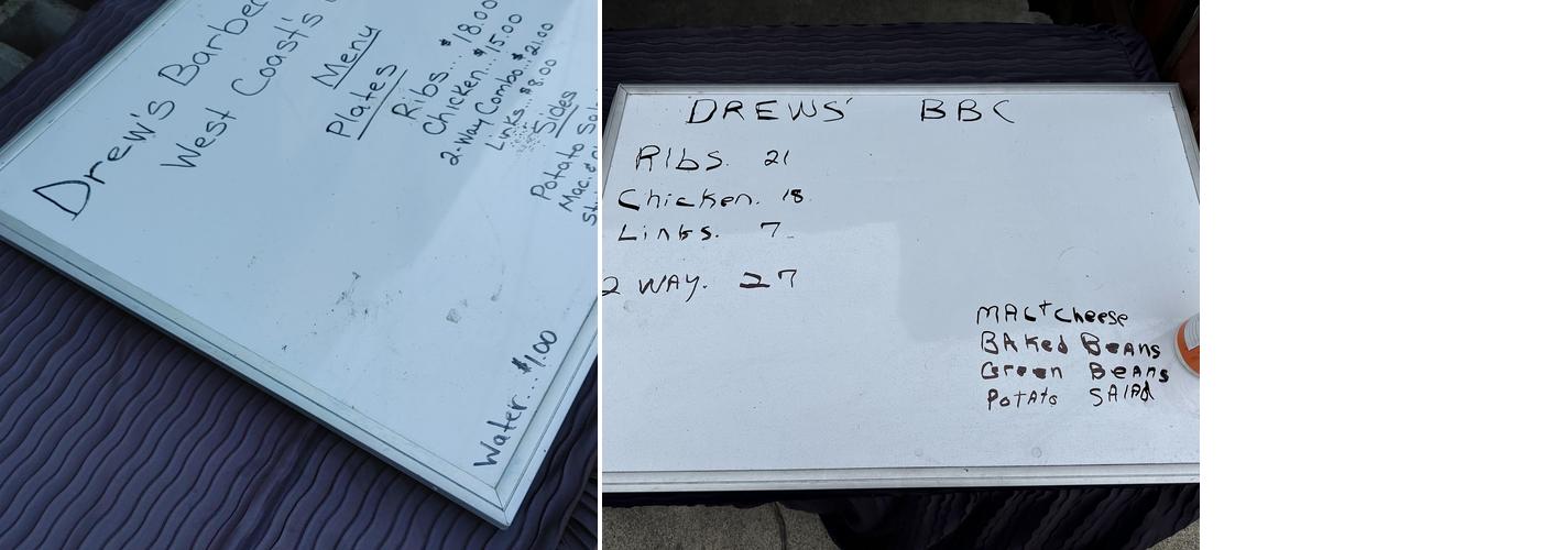 Drew's Barbecue Menu
