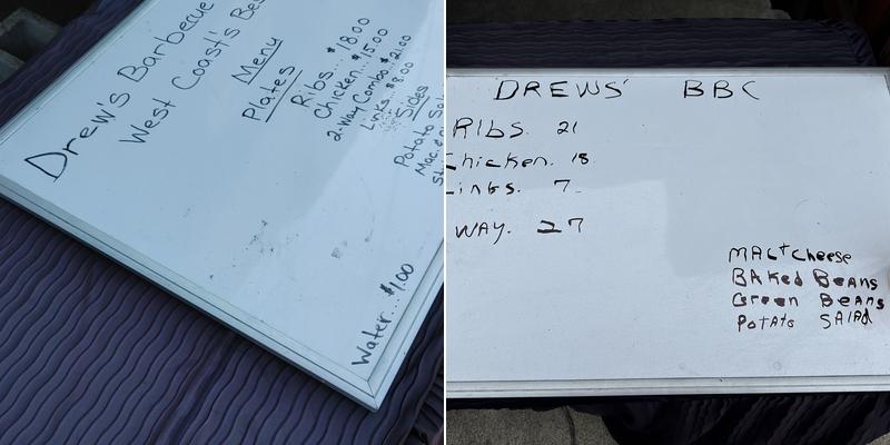Drew's Barbecue Menu