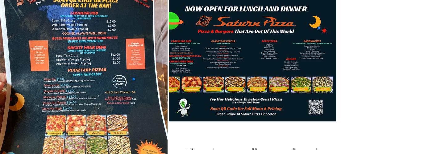 Saturn Pizza Princeton Menu