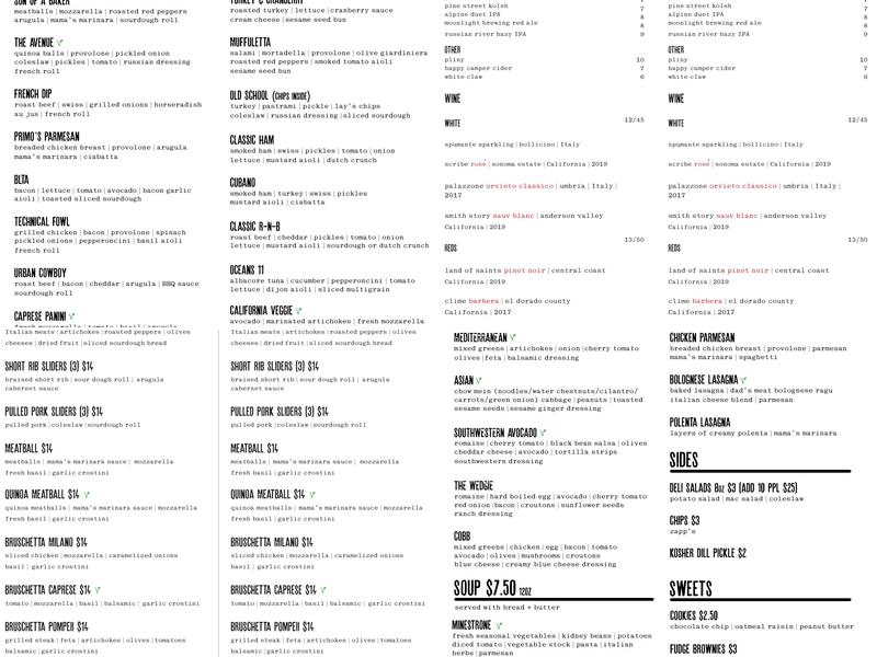 Esposto's Delicatezza Menu
