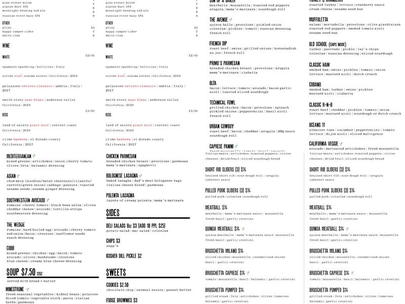 Esposto's Delicatezza Menu