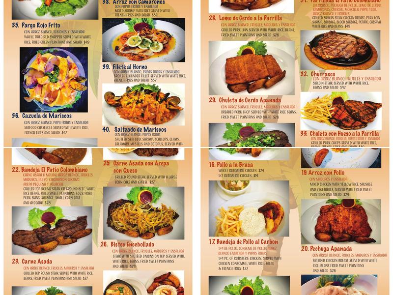 El Patio Colombiano Menu
