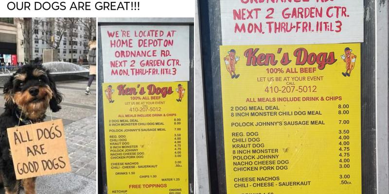 KENS DOGS HOT DOG CART Menu
