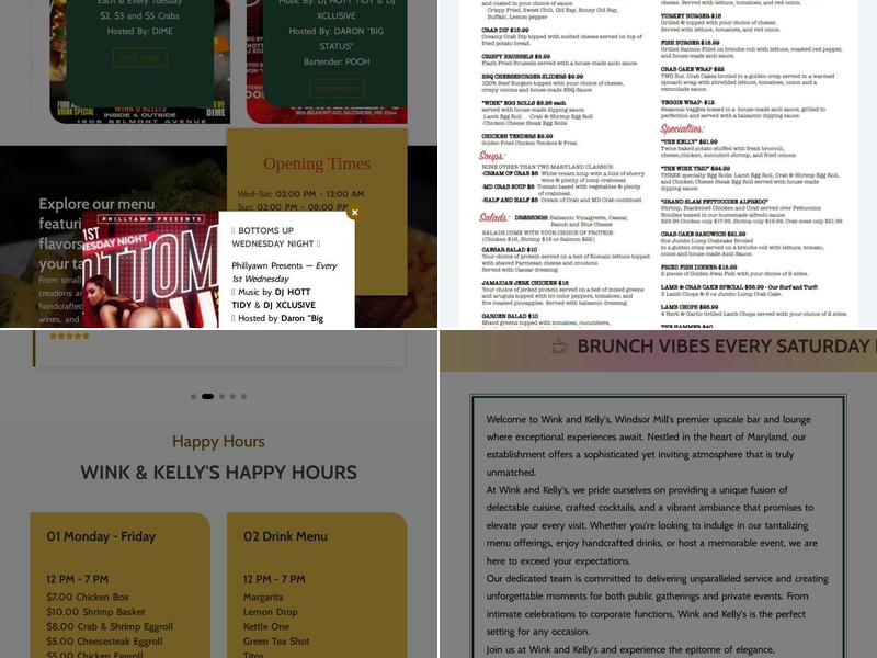 Wink & Kelly's Place Menu