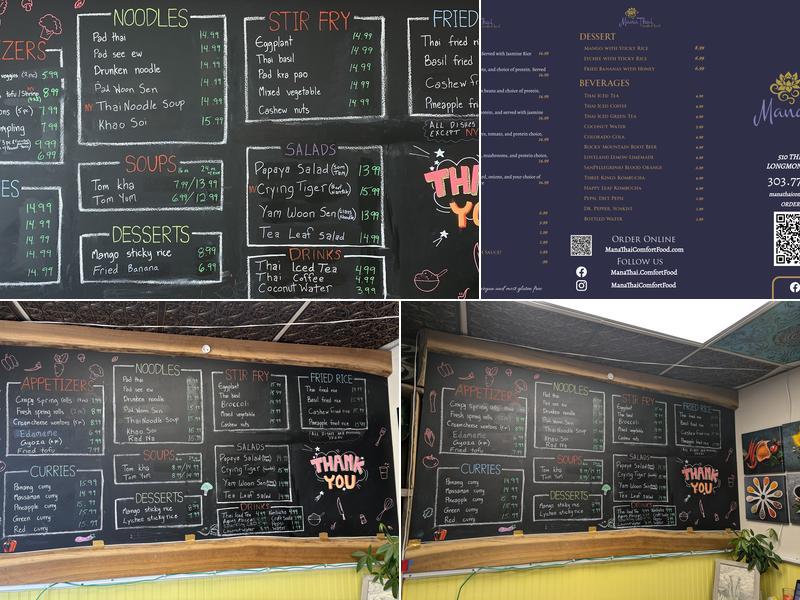 Mana Thai Comfort Food Menu