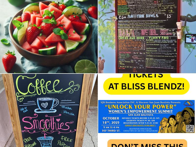 Bliss Blendz Smoothies Menu