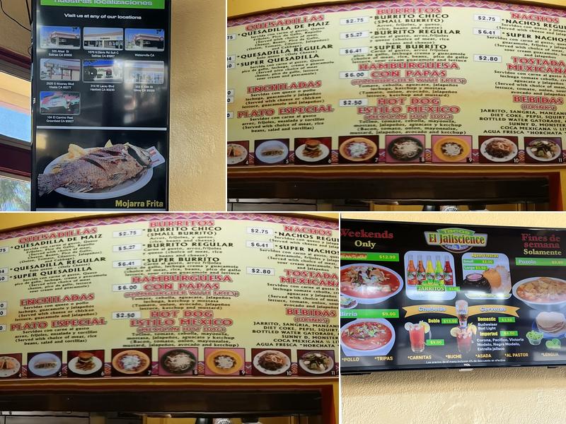 Tacos El Jalisciense - Watsonville Menu