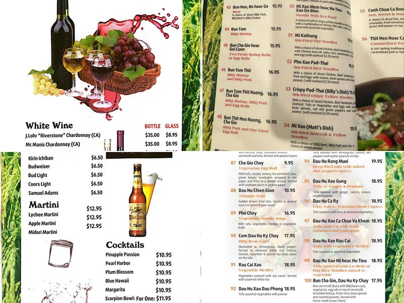 New Pho Restaurant Menu