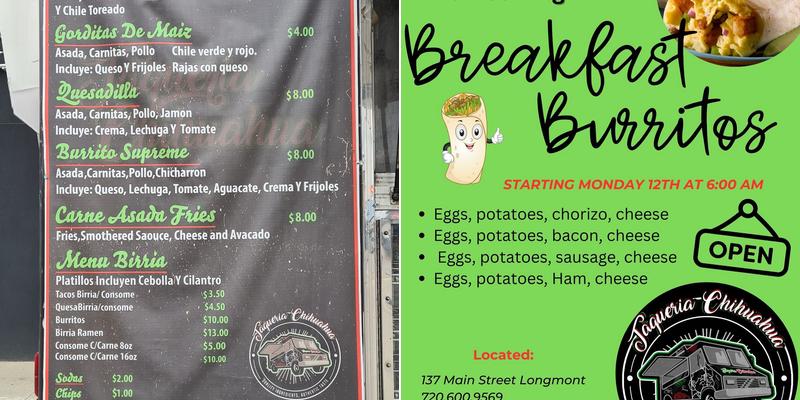 Taqueria Chihuahua Menu