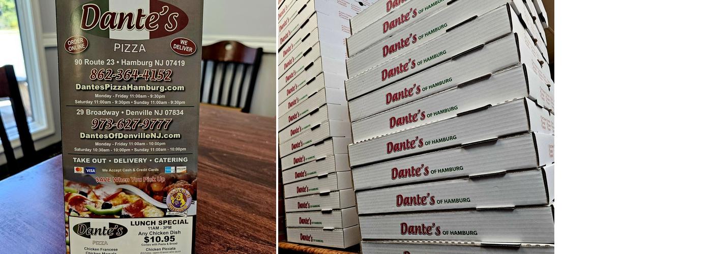 Dante's Pizza Hamburg NJ Menu