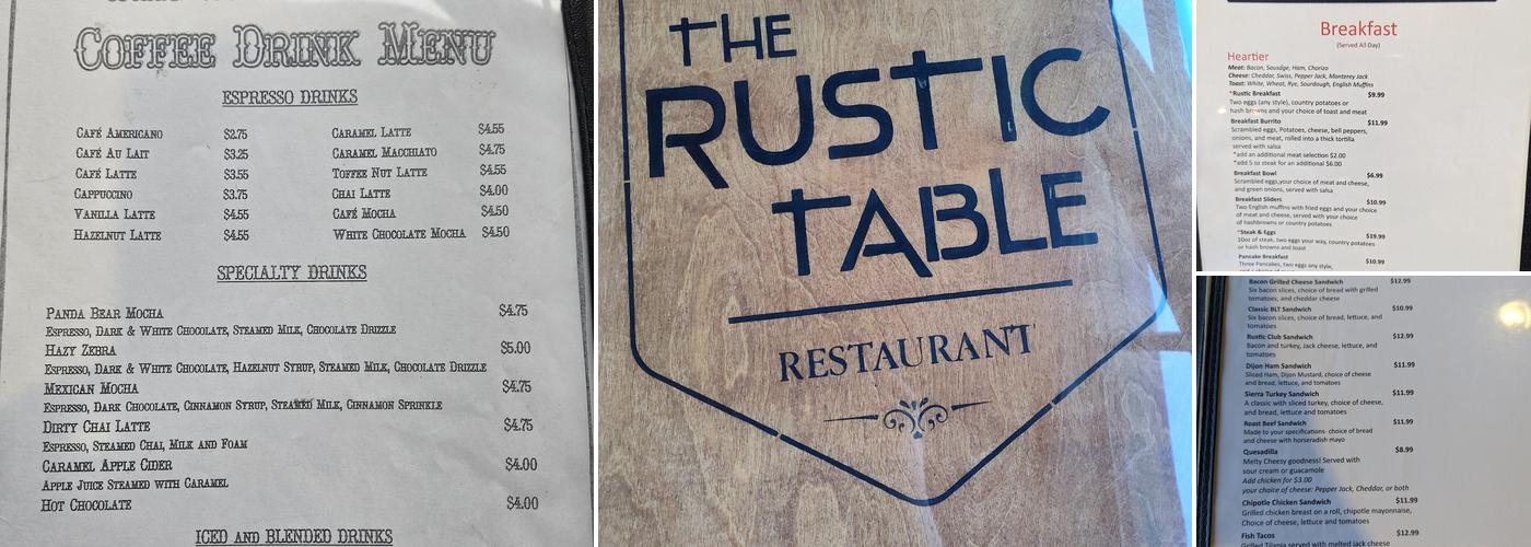 The Rustic Table Menu