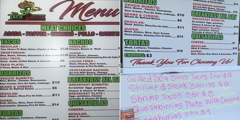 The Taco House Menu