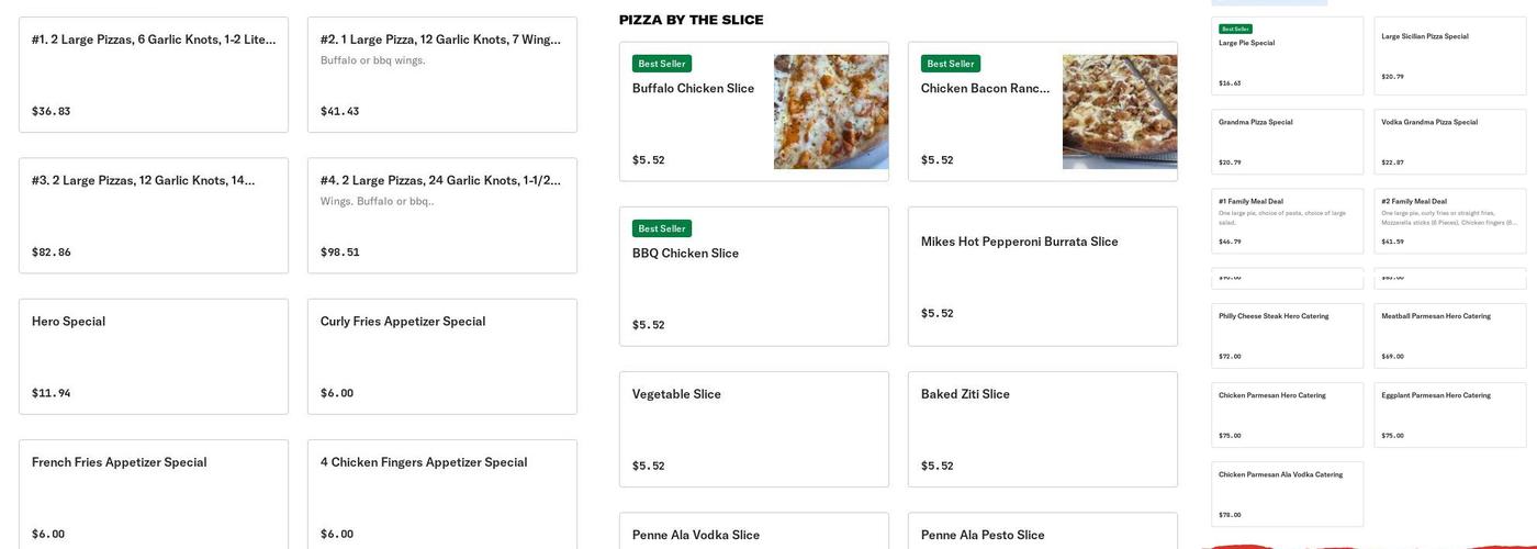 Lombardo’s of seaford pizzeria Menu