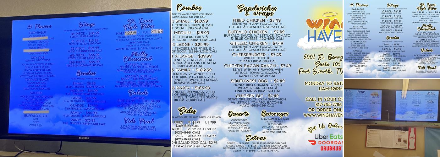 Wing Haven Menu